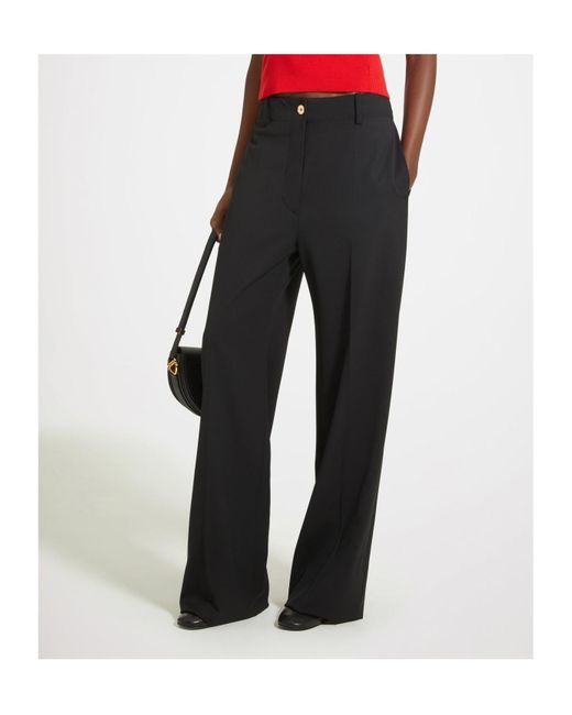 Patou Black Iconic High Waisted Straight-Leg Pants