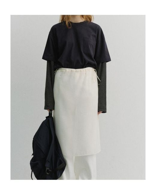DUNST White Drawstring Midi Skirt