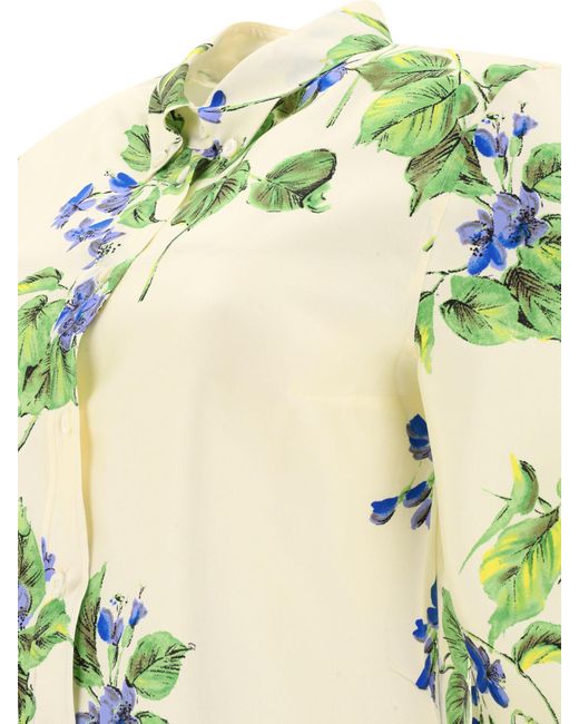 Prada Metallic Floral-Printed Button-Up Shirt