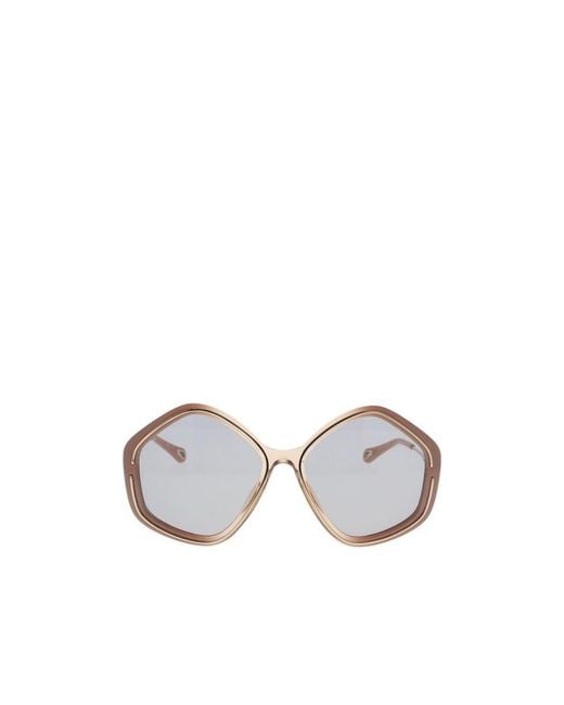 Chloé White Chloé Eyewear Geometrical Frame Sunglasses
