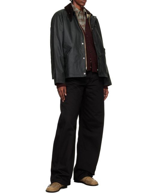 Barbour Black Corduroy Collar Buttoned Jacket for men