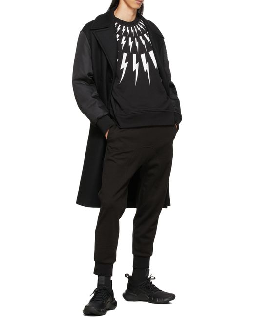 Neil Barrett Black Thunderbolt Pattern Print Sweatshirt for men