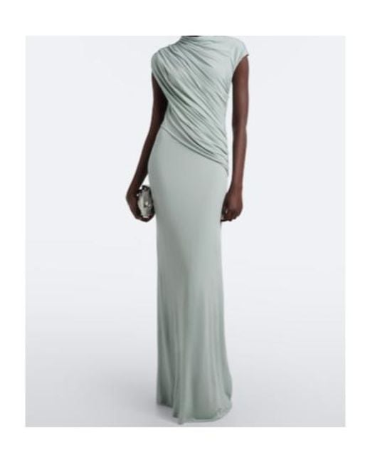 TOVE White Saffron Draped Jersey Maxi Dress