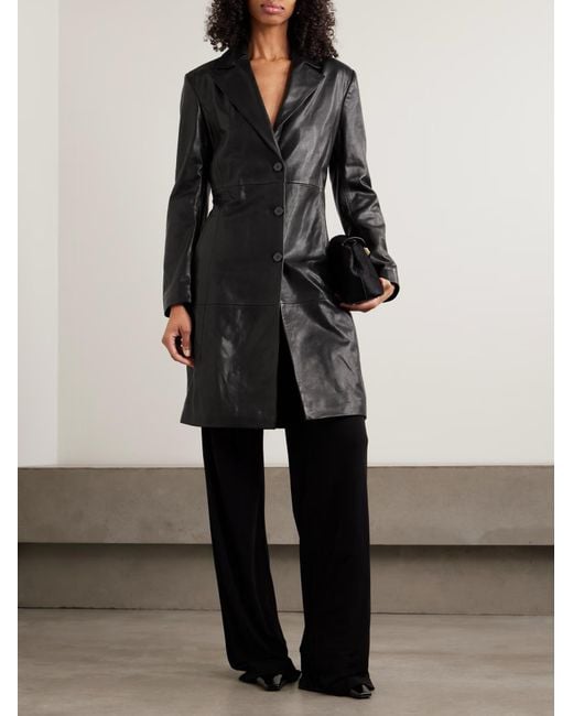 Nour Hammour Black Eames Patchwork Leather Coat