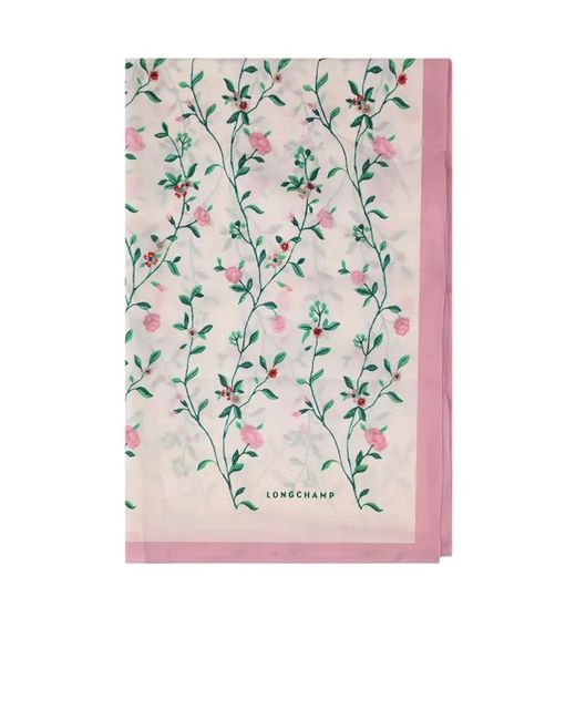 Longchamp Gray Floral-Print Scarf
