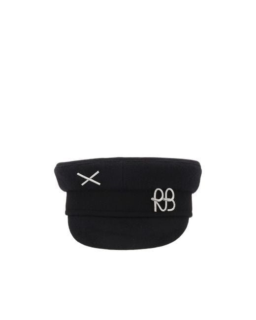 Ruslan Baginskiy Black Embellished Baker Boy Hat