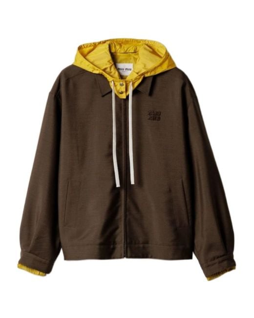 Miu Miu Brown Drawstring Hooded Jacket