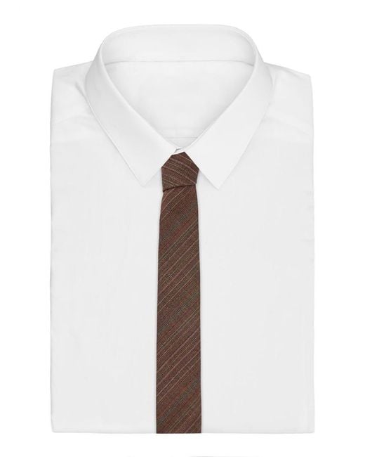 Dries Van Noten Brown Wool Striped Tie