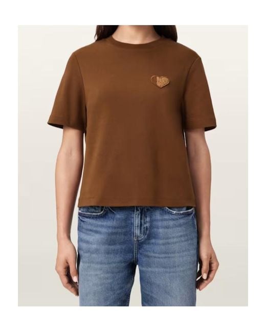 AllSaints Brown Lover Lisa Embroidered T-Shirt