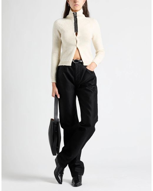 Maison Margiela White Solid Wool Long-Sleeve Coat