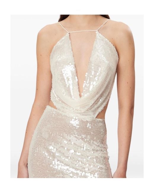 Amazuìn White Sequined Cutout Dress