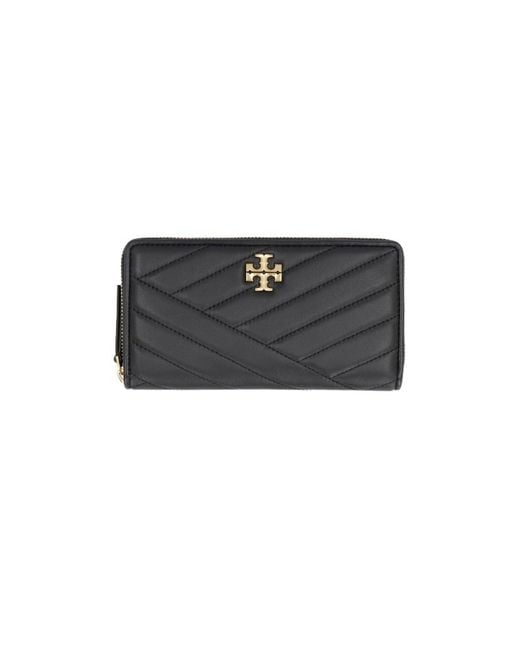 Tory Burch Black Kira Chevron Zip-Around Continental Wallet