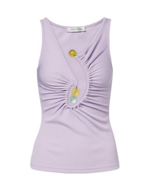 Christopher Esber Purple Spiral Beach Glass Ribbed-Knit Jersey Top