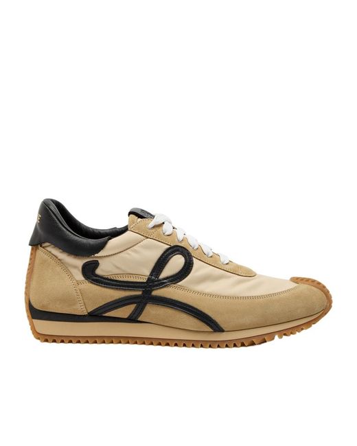 Loewe Brown Flow Runner Panelled Brushed Suede Sneakers for men