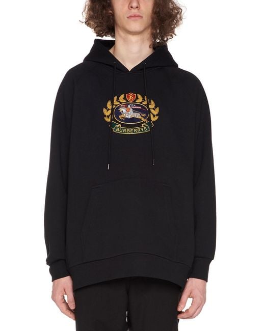 Burberry Blue Logo Hooded Sweater for men