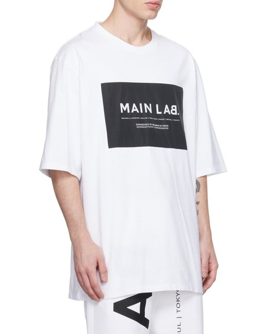 Balmain White Logo Detailed Crewneck T-Shirt for men