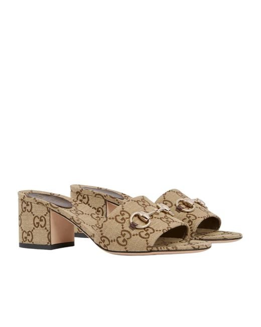 Gucci Natural Horsebit Slide Sandals