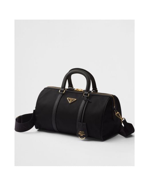 Prada Black Re-Edition 1978 Medium Re-Nylon And Saffiano Leather Top-Handle Bag