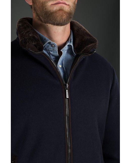 Moorer Blue Bellati Zip-Up Bomber Jacket for men