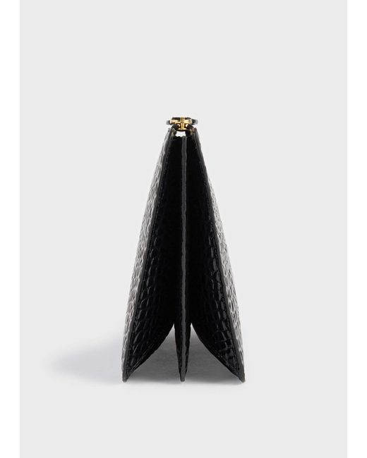 Totême Black Totême Threefold Embossed Clutch Bag