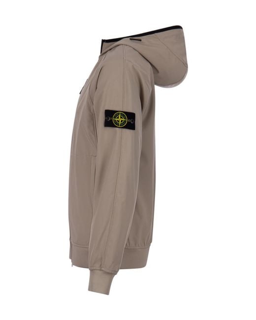 Stone Island Brown Compass-Motif Hooded Jacket for men