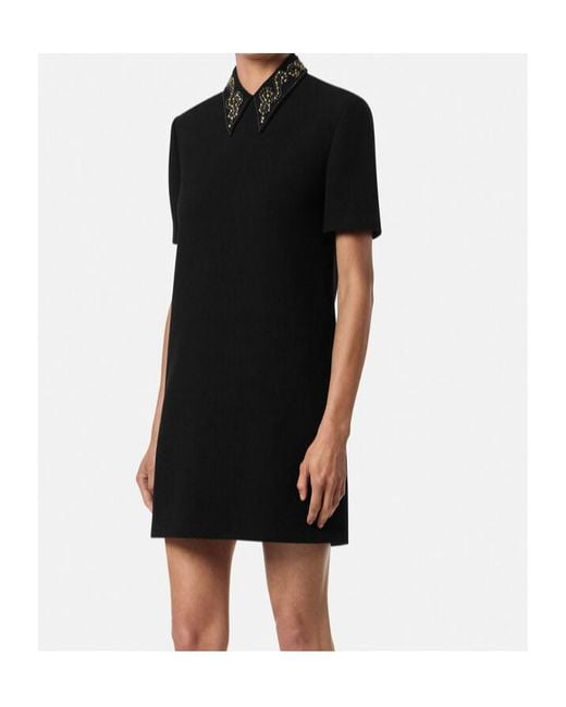 Versace Black Dress With Appliqués On The Collar