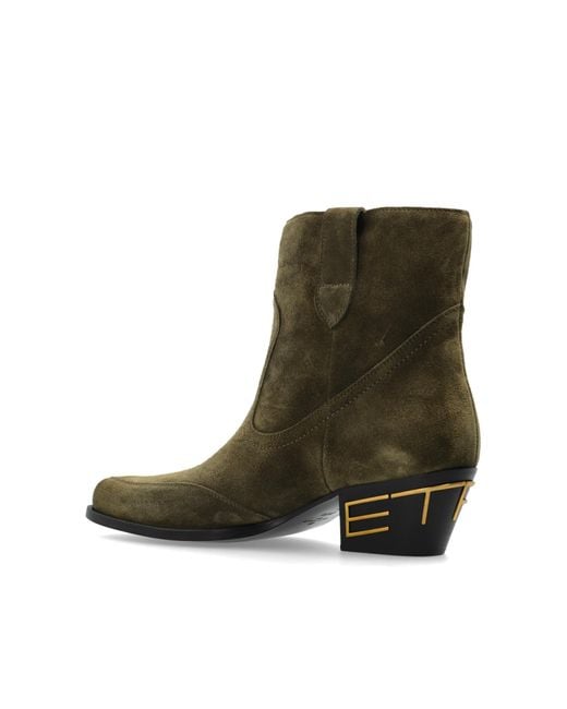 Etro Green Block Heeled Ankle Boots