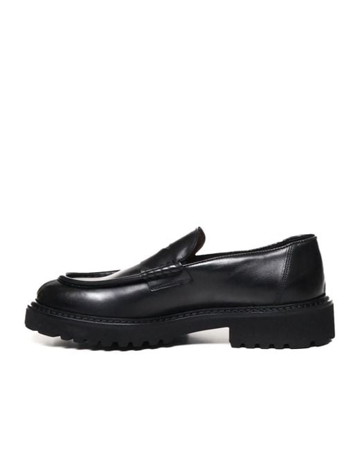Doucal's Black Calfskin Loafers for men