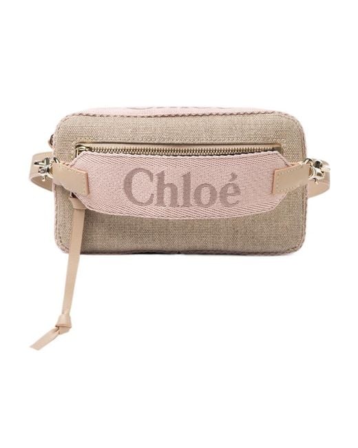 Chloé Pink Woody Logo-Embroidered Belt Bag