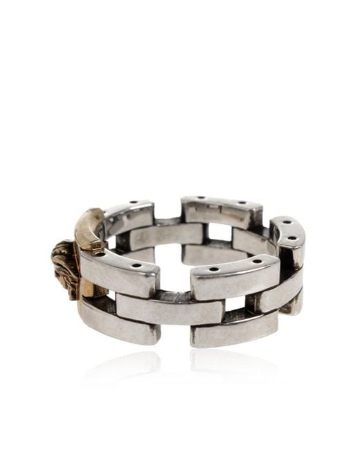 Versace White Medusa Link Ring for men