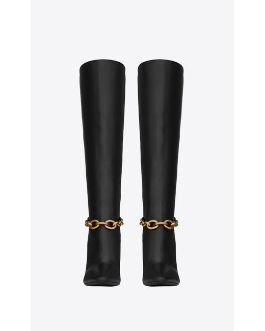 Saint Laurent Black Le Mailon Chain-Detailed Boots