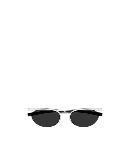 Saint Laurent White Eyewear Pilot Frame Sunglasses for men