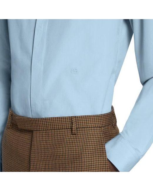 Gucci Blue Collared Long-Sleeved Shirt for men