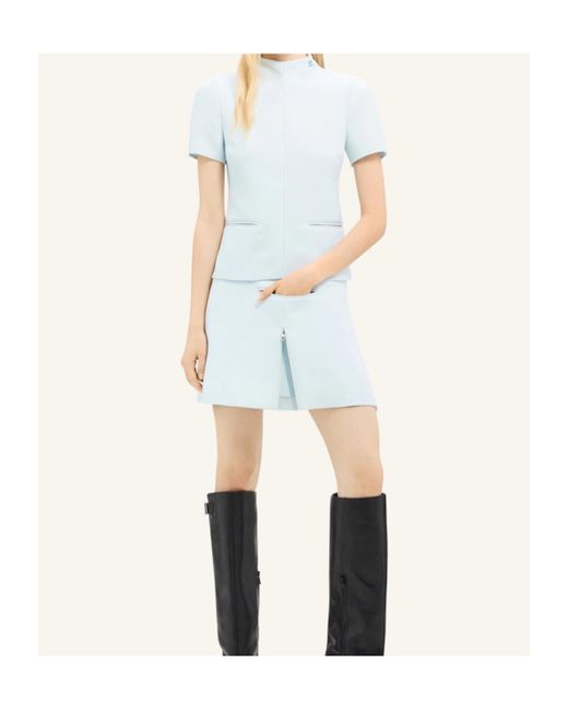 Courreges White Zip-Detail Twill Miniskirt