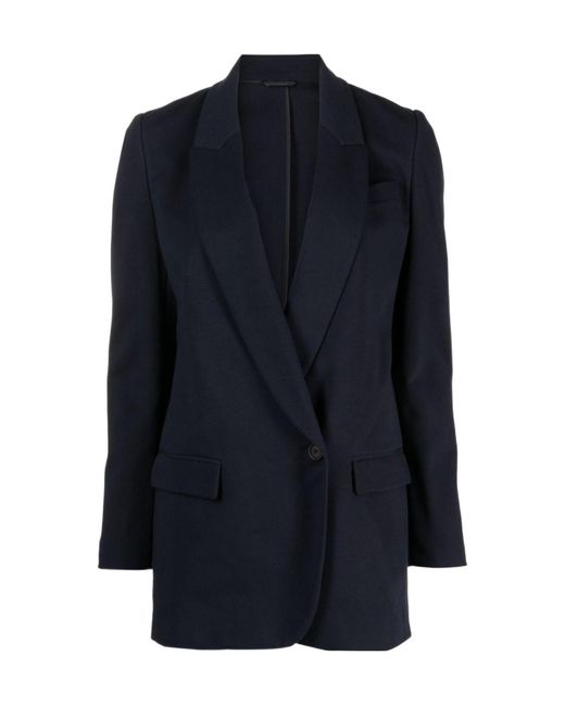 Brunello Cucinelli Blue Single-Breasted Tailored Jacket