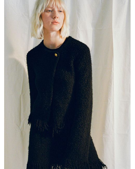 Chloé Black Chloé Tweed Frayed Edge Jacket