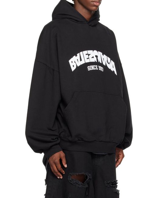 Balenciaga Blue Flip Logo Printed Hoodie for men