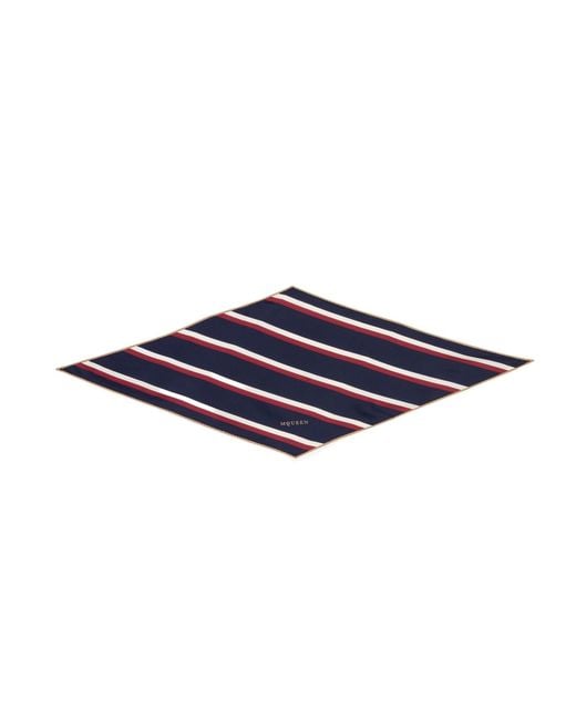 McQueen Blue College Stripe Losange Scarf