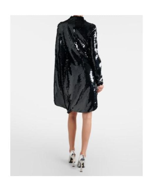 Stella McCartney Black Draped Sequined Minidress