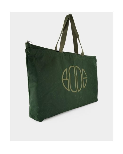 Bode Green Zippered Handbag for men