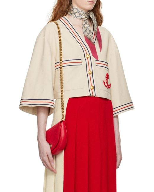 Gucci Natural Anchor Embroidered Patch Detail Gauze Shirt