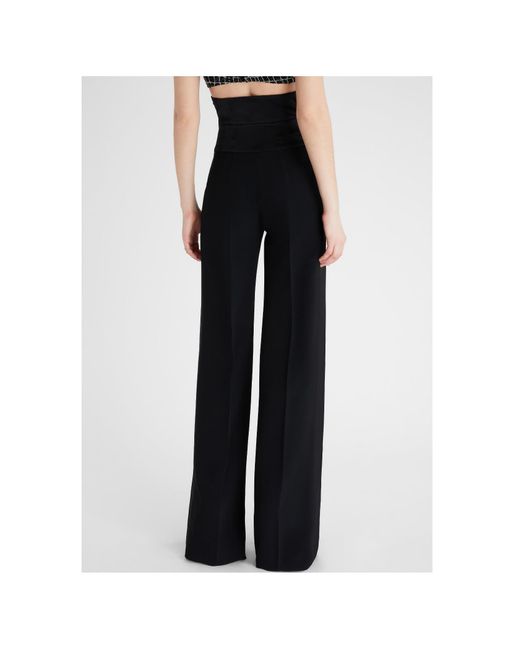 Ermanno Scervino Black Interlock Palazzo Trousers With Waistband