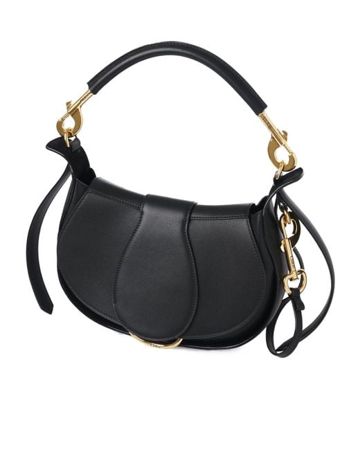 Chloé Black Chloé Logo Detailed Foldover Top Shoulder Bag