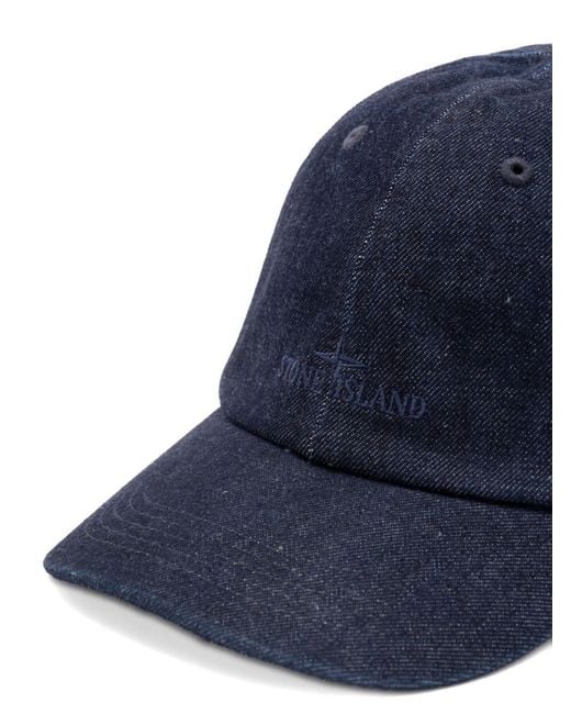 Stone Island Blue Logo Embroidered Baseball Cap for men