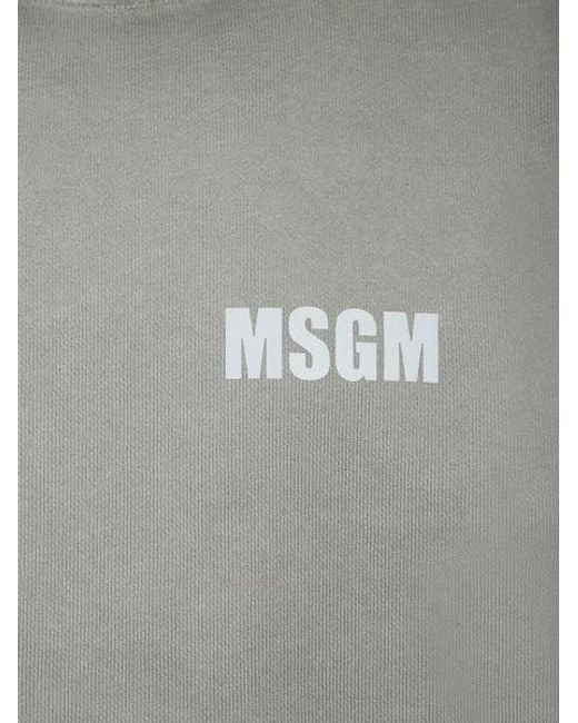 MSGM Gray Logo Printed Crewneck Sweatshirt for men