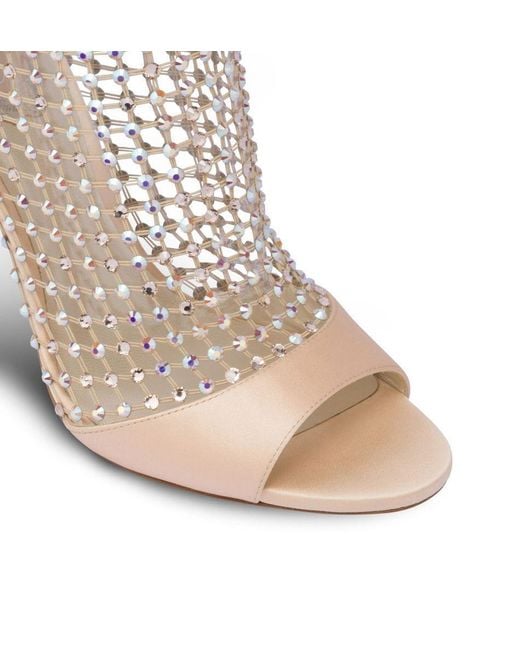 Rene Caovilla White 105Mm Crystal-Embellished Mesh Sandals