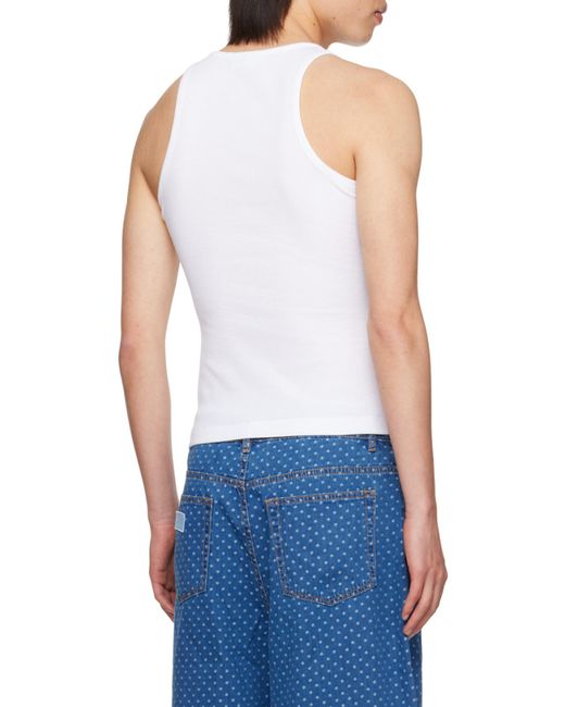Ganni White Logo Embroidered Top