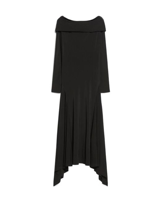 Max Mara Black Off-Shoulder Long-Sleeved Dress