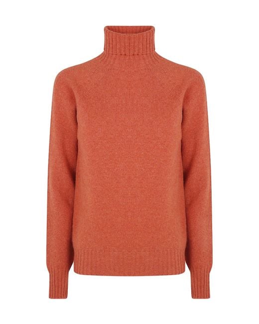 Drumohr Orange Roll-Neck Raglan-Sleeved Sweater