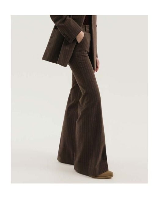 1989 STUDIO Brown Pinstripe Flared Pant